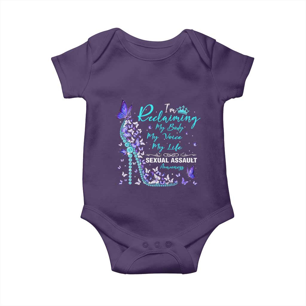 Sexual Assault Awareness Baby Onesie I Am Reclaiming My Body My Voice My Life TS14 Purple Print Your Wear