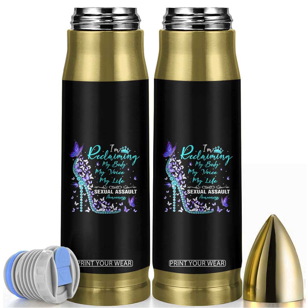 Sexual Assault Awareness Bullet Tumbler I Am Reclaiming My Body My Voice My Life TS14 Black Print Your Wear