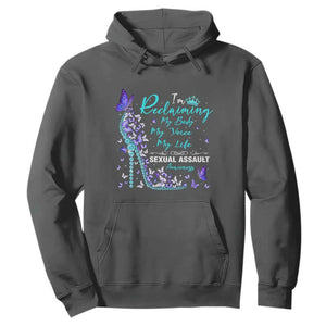 Sexual Assault Awareness Hoodie I Am Reclaiming My Body My Voice My Life TS14 Dark Heather Print Your Wear