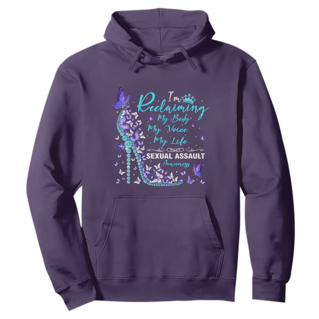 Sexual Assault Awareness Hoodie I Am Reclaiming My Body My Voice My Life TS14 Purple Print Your Wear
