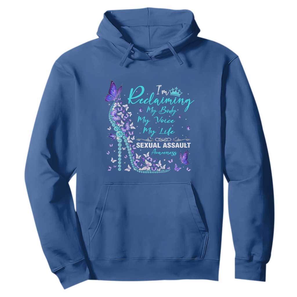 Sexual Assault Awareness Hoodie I Am Reclaiming My Body My Voice My Life TS14 Royal Blue Print Your Wear