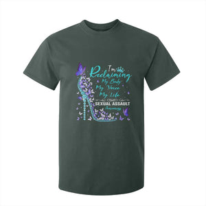 Sexual Assault Awareness T Shirt For Kid I Am Reclaiming My Body My Voice My Life TS14 Dark Forest Green Print Your Wear