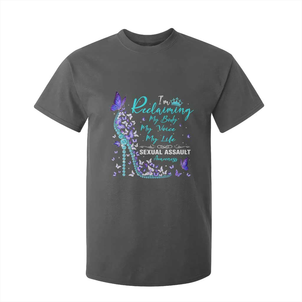 Sexual Assault Awareness T Shirt For Kid I Am Reclaiming My Body My Voice My Life TS14 Dark Heather Print Your Wear