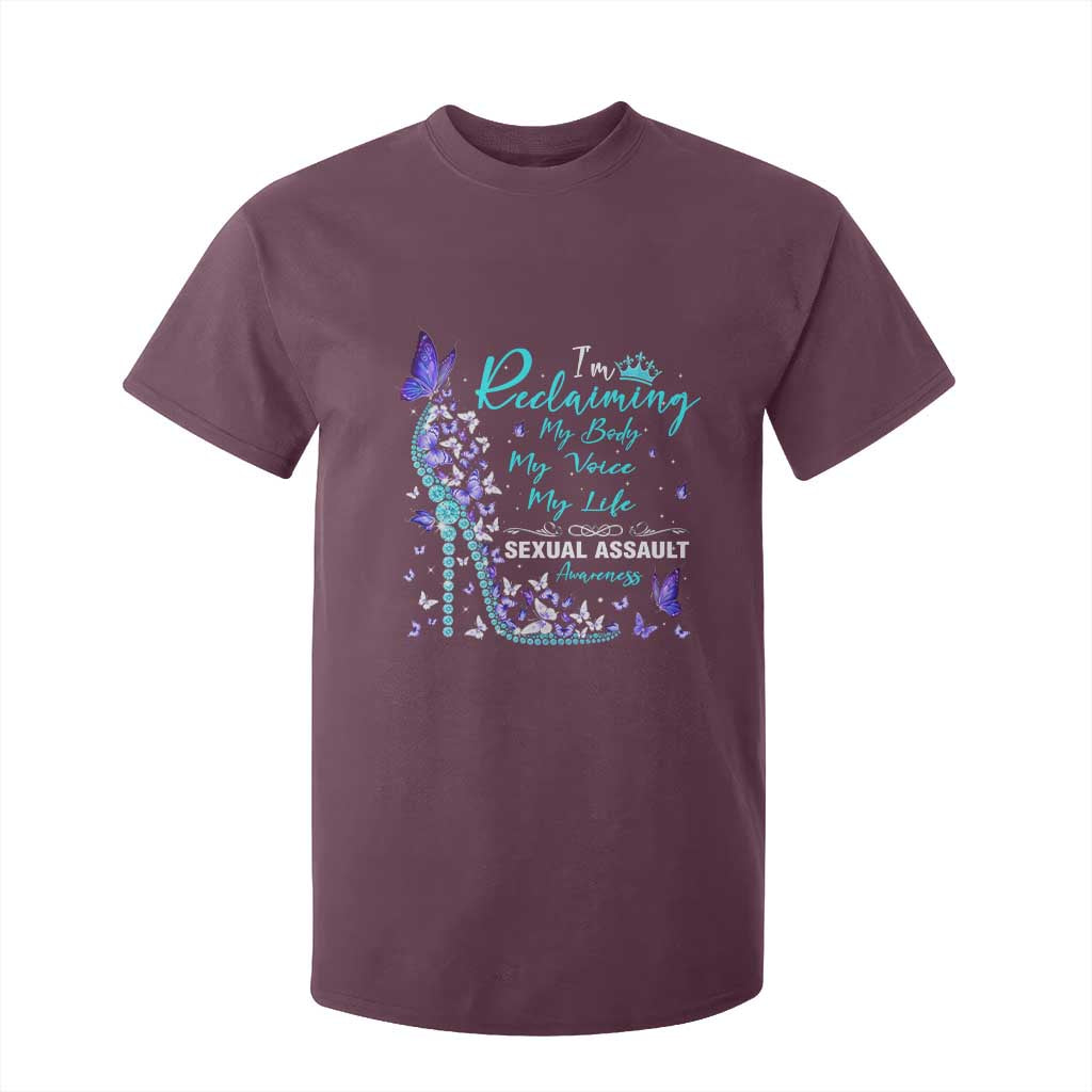 Sexual Assault Awareness T Shirt For Kid I Am Reclaiming My Body My Voice My Life TS14 Maroon Print Your Wear
