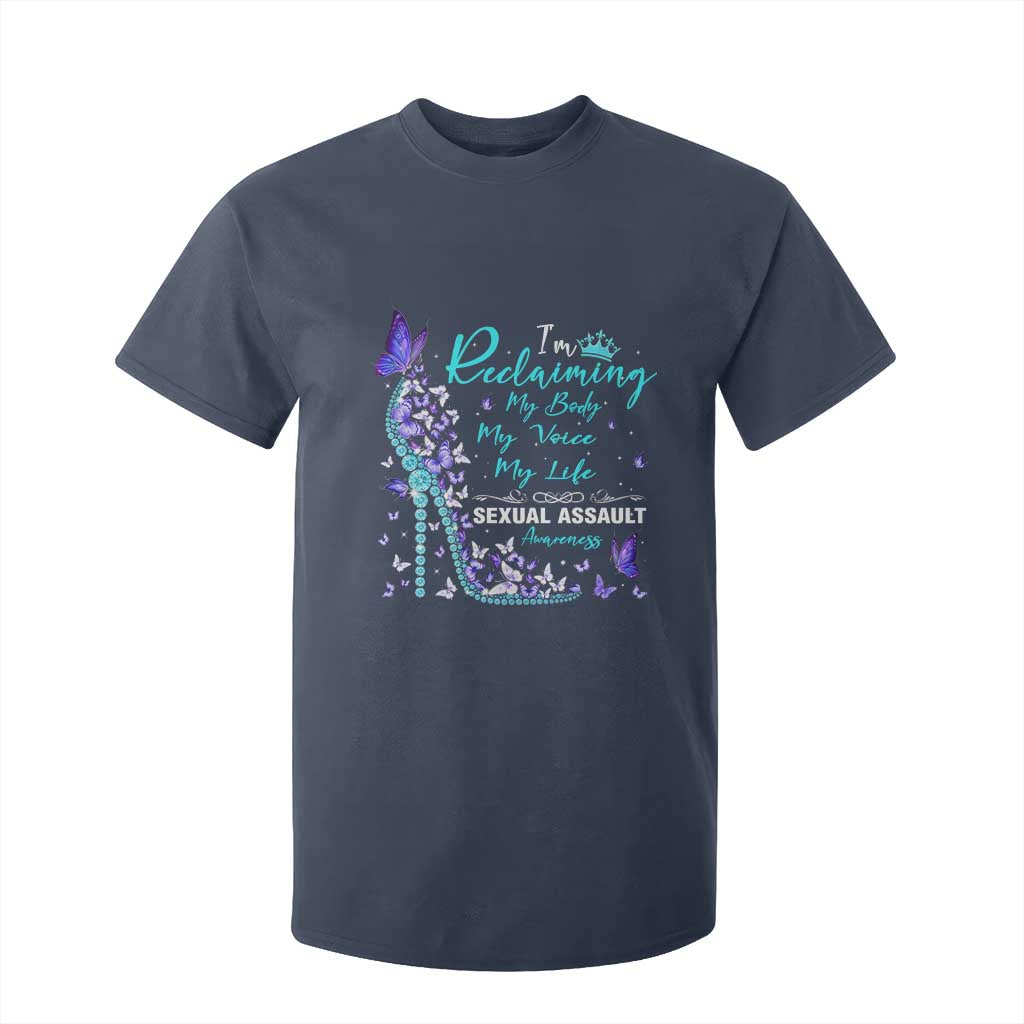 Sexual Assault Awareness T Shirt For Kid I Am Reclaiming My Body My Voice My Life TS14 Navy Print Your Wear