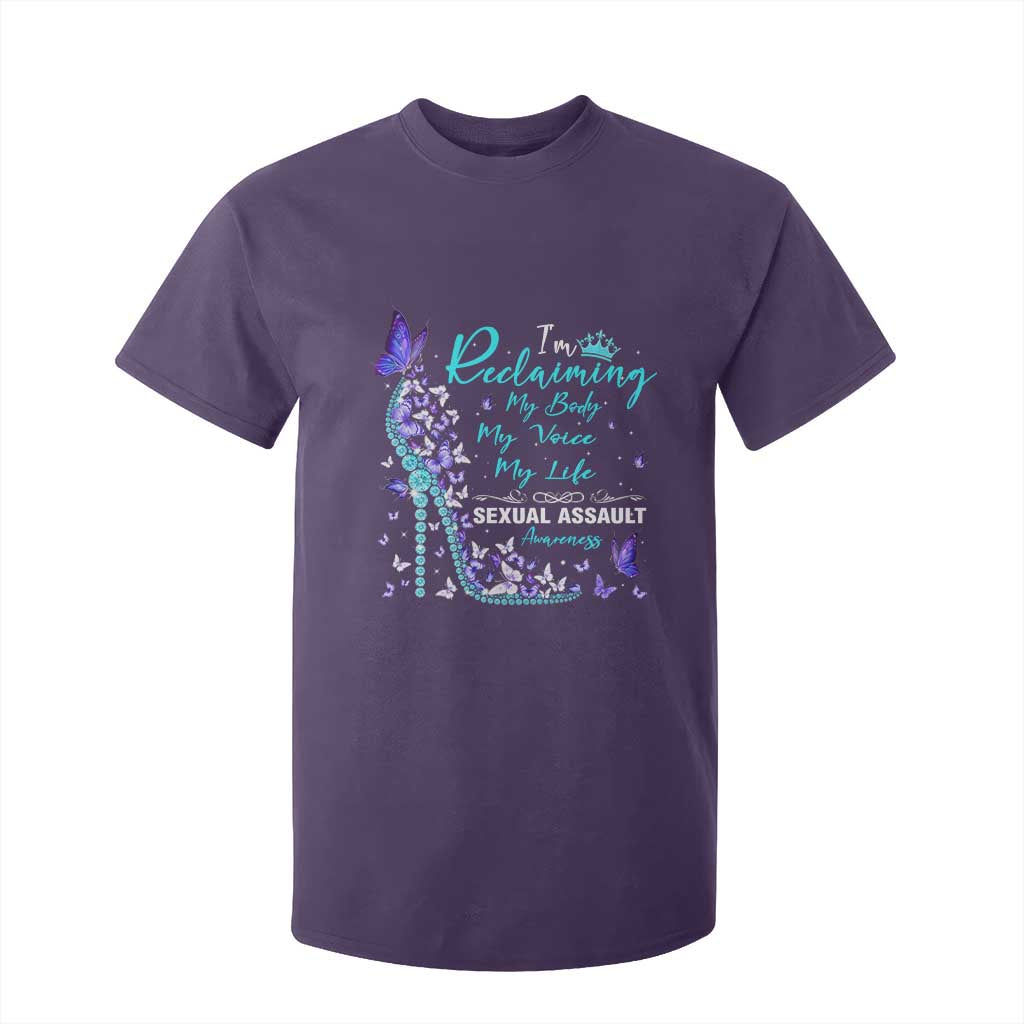 Sexual Assault Awareness T Shirt For Kid I Am Reclaiming My Body My Voice My Life TS14 Purple Print Your Wear