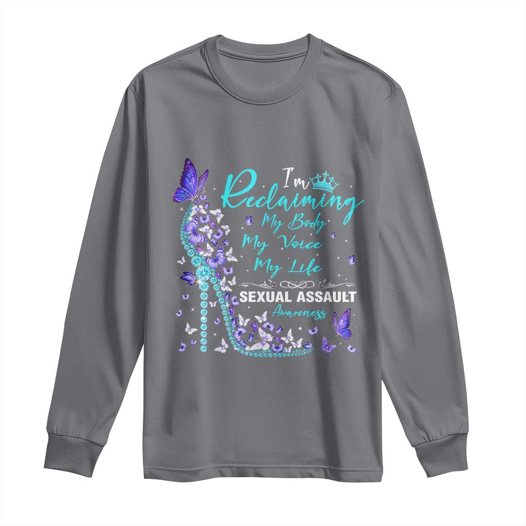 Sexual Assault Awareness Long Sleeve Shirt I Am Reclaiming My Body My Voice My Life TS14 Charcoal Print Your Wear