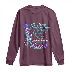 Sexual Assault Awareness Long Sleeve Shirt I Am Reclaiming My Body My Voice My Life TS14 Maroon Print Your Wear