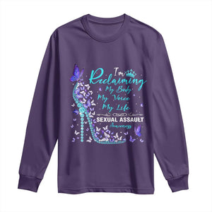 Sexual Assault Awareness Long Sleeve Shirt I Am Reclaiming My Body My Voice My Life TS14 Purple Print Your Wear