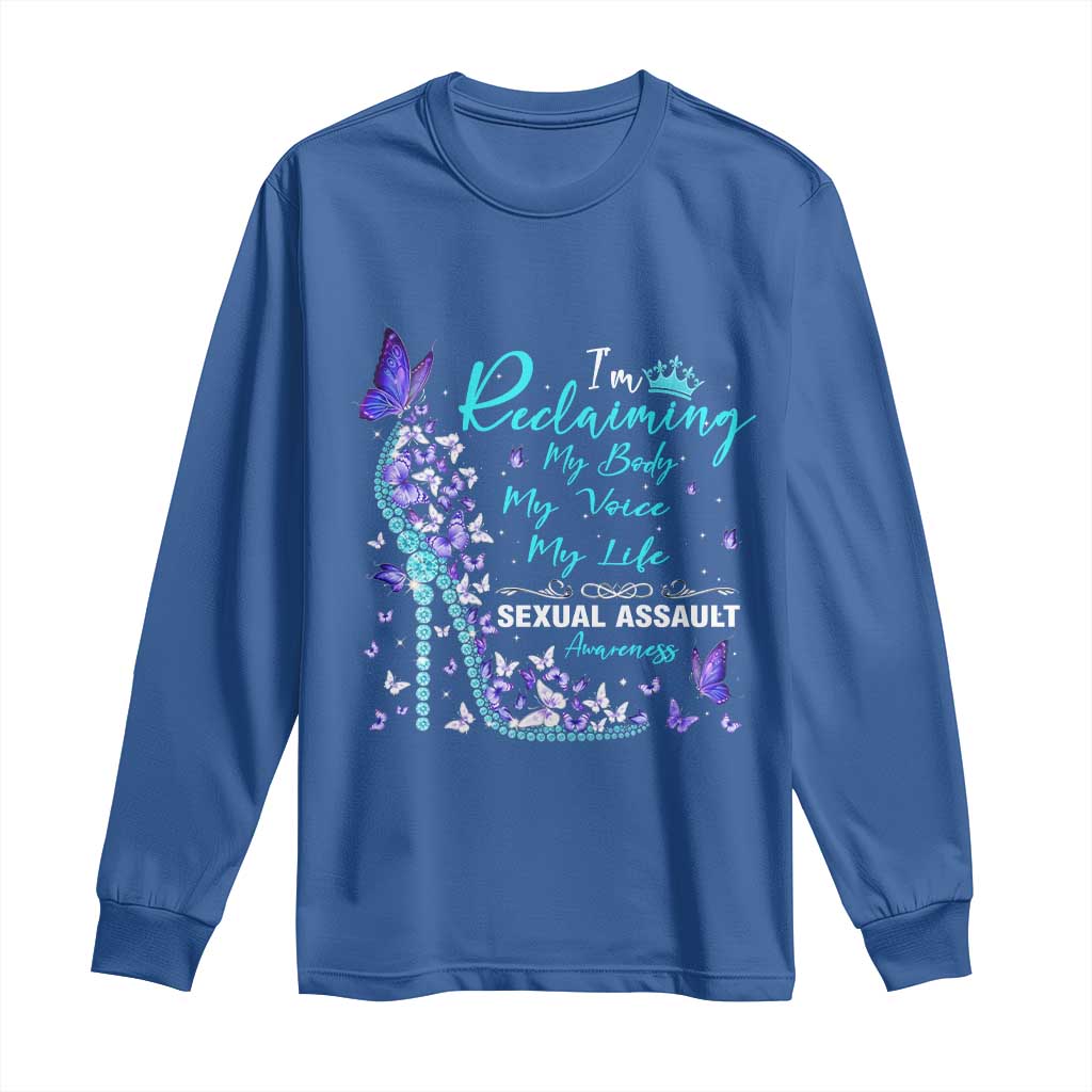 Sexual Assault Awareness Long Sleeve Shirt I Am Reclaiming My Body My Voice My Life TS14 Royal Blue Print Your Wear