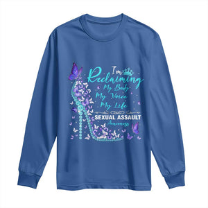 Sexual Assault Awareness Long Sleeve Shirt I Am Reclaiming My Body My Voice My Life TS14 Royal Blue Print Your Wear