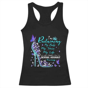 Sexual Assault Awareness Racerback Tank Top I Am Reclaiming My Body My Voice My Life TS14 Black Print Your Wear