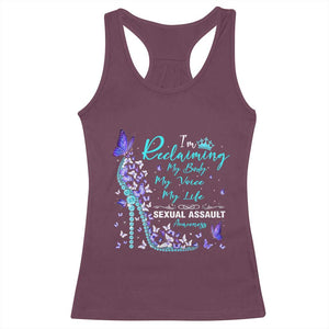 Sexual Assault Awareness Racerback Tank Top I Am Reclaiming My Body My Voice My Life TS14 Maroon Print Your Wear
