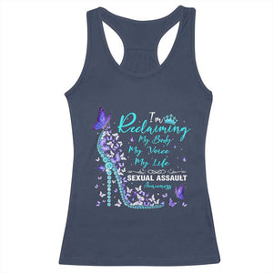 Sexual Assault Awareness Racerback Tank Top I Am Reclaiming My Body My Voice My Life TS14 Navy Print Your Wear