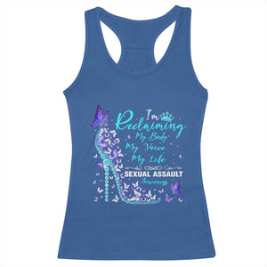 Sexual Assault Awareness Racerback Tank Top I Am Reclaiming My Body My Voice My Life TS14 Royal Blue Print Your Wear