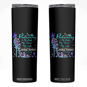 Sexual Assault Awareness Skinny Tumbler I Am Reclaiming My Body My Voice My Life TS14 Black Print Your Wear
