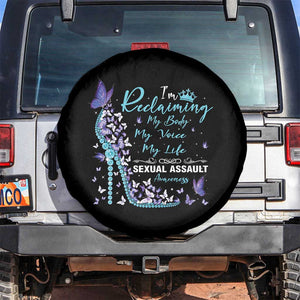 Sexual Assault Awareness Spare Tire Cover I Am Reclaiming My Body My Voice My Life TS14 No hole Black Print Your Wear