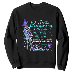Sexual Assault Awareness Sweatshirt I Am Reclaiming My Body My Voice My Life TS14 Black Print Your Wear