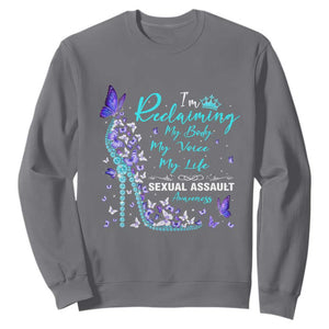Sexual Assault Awareness Sweatshirt I Am Reclaiming My Body My Voice My Life TS14 Charcoal Print Your Wear