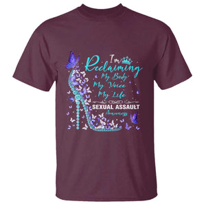 Sexual Assault Awareness T Shirt I Am Reclaiming My Body My Voice My Life TS14 Maroon Print Your Wear