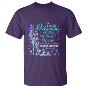 Sexual Assault Awareness T Shirt I Am Reclaiming My Body My Voice My Life TS14 Purple Print Your Wear