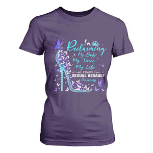 Sexual Assault Awareness T Shirt For Women I Am Reclaiming My Body My Voice My Life TS14 Purple Print Your Wear