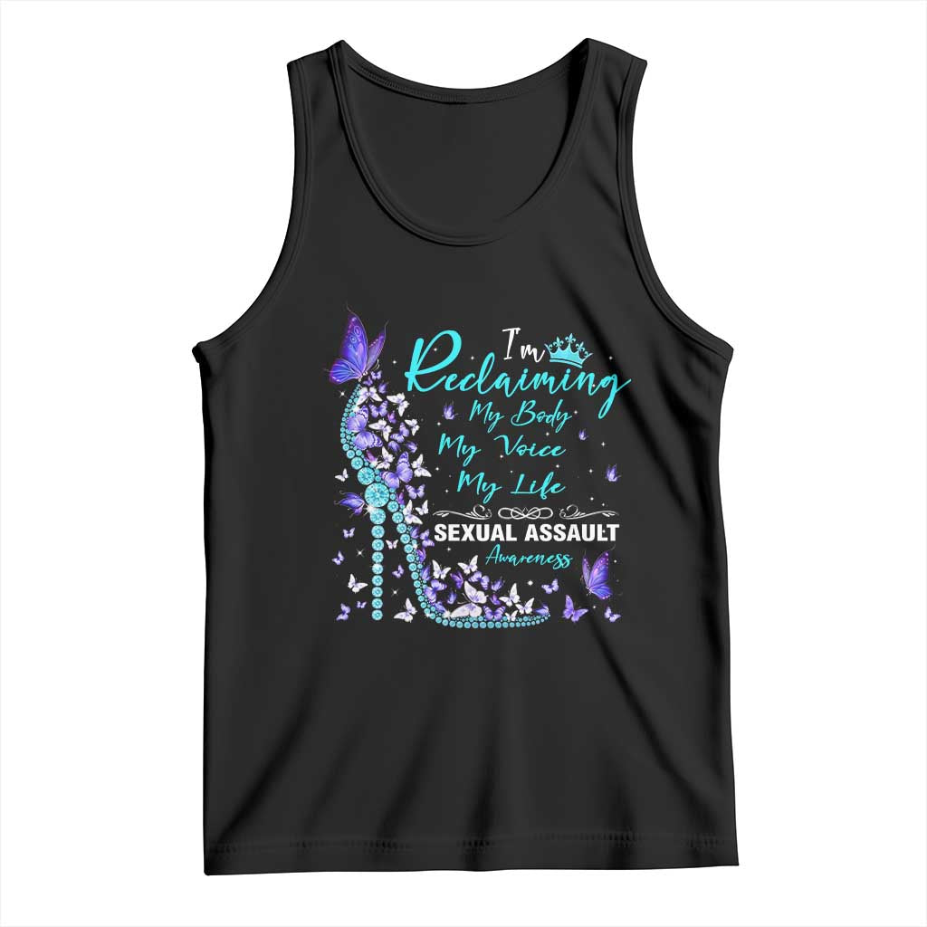 Sexual Assault Awareness Tank Top I Am Reclaiming My Body My Voice My Life TS14 Black Print Your Wear