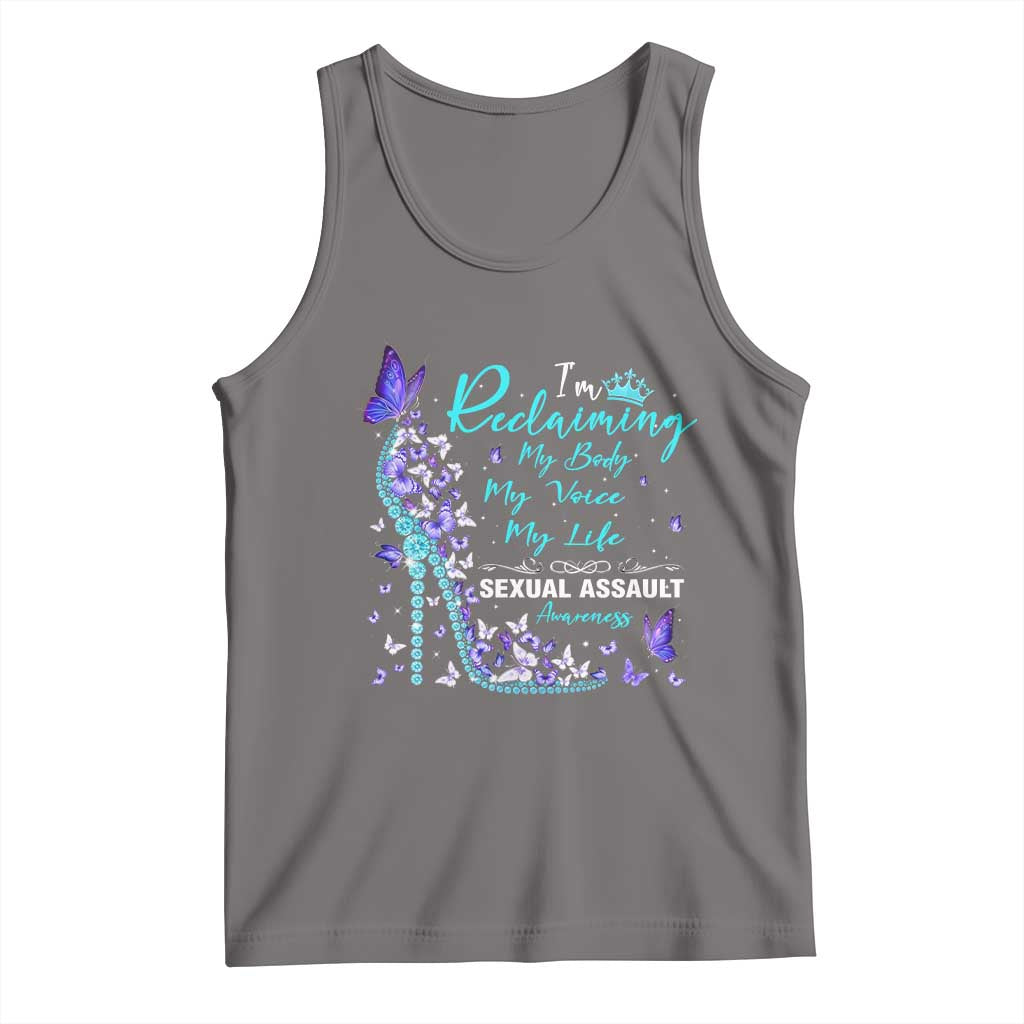 Sexual Assault Awareness Tank Top I Am Reclaiming My Body My Voice My Life TS14 Deep Heather Print Your Wear