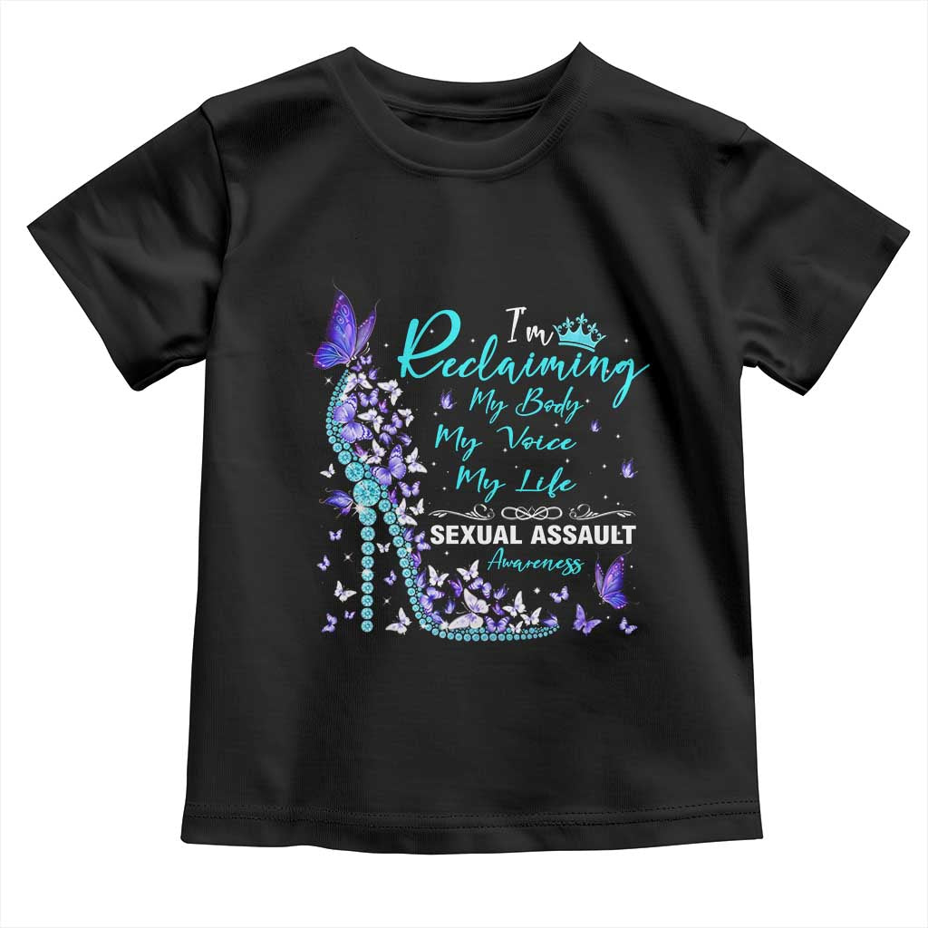 Sexual Assault Awareness Toddler T Shirt I Am Reclaiming My Body My Voice My Life TS14 Black Print Your Wear