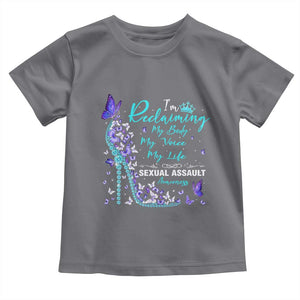 Sexual Assault Awareness Toddler T Shirt I Am Reclaiming My Body My Voice My Life TS14 Charcoal Print Your Wear