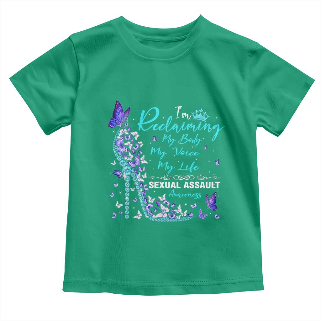 Sexual Assault Awareness Toddler T Shirt I Am Reclaiming My Body My Voice My Life TS14 Irish Green Print Your Wear