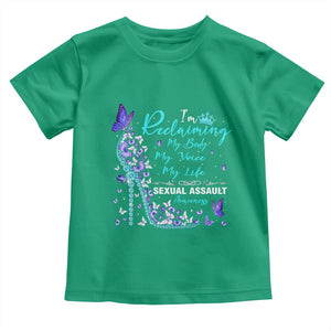 Sexual Assault Awareness Toddler T Shirt I Am Reclaiming My Body My Voice My Life TS14 Irish Green Print Your Wear