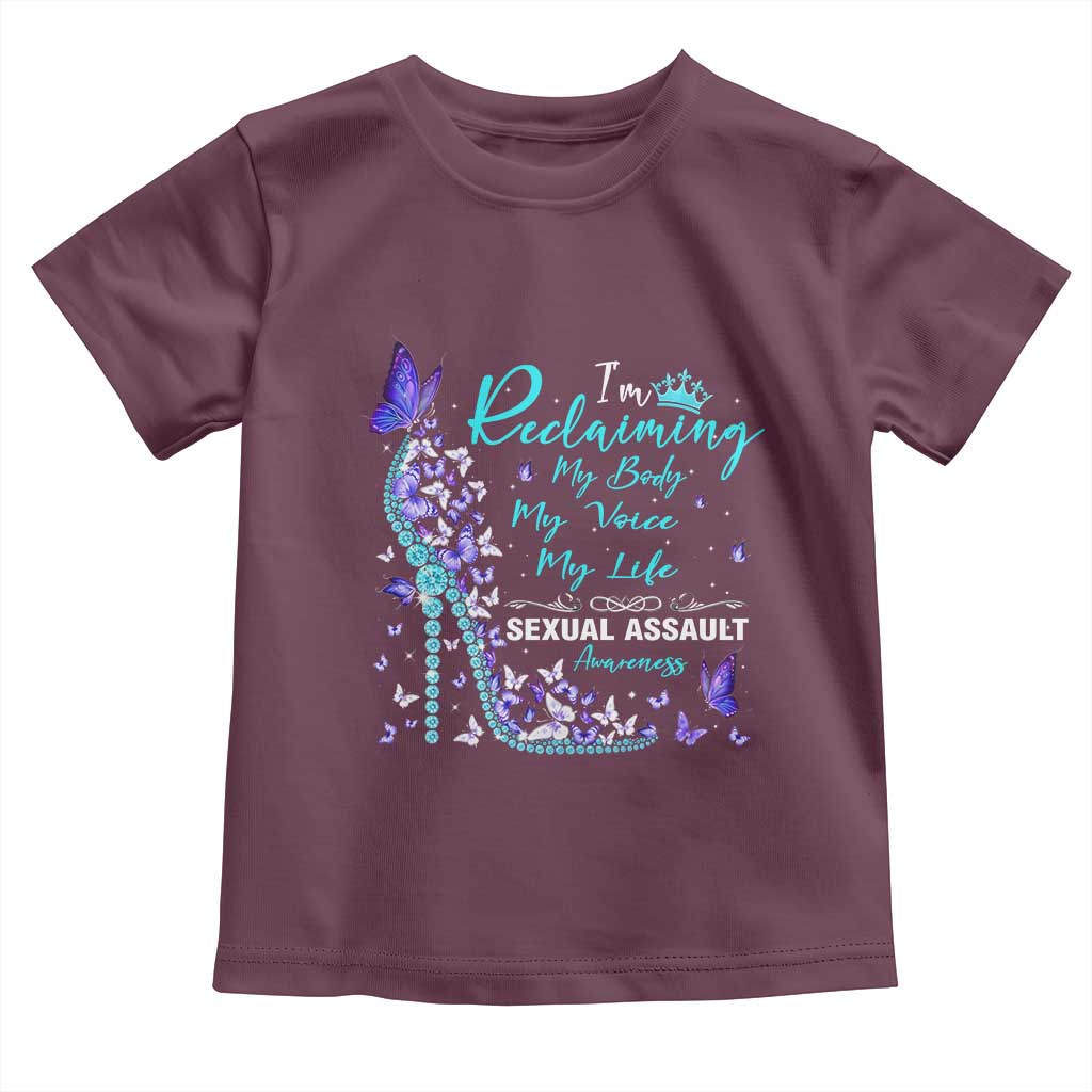 Sexual Assault Awareness Toddler T Shirt I Am Reclaiming My Body My Voice My Life TS14 Maroon Print Your Wear