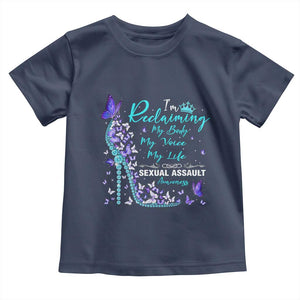 Sexual Assault Awareness Toddler T Shirt I Am Reclaiming My Body My Voice My Life TS14 Navy Print Your Wear