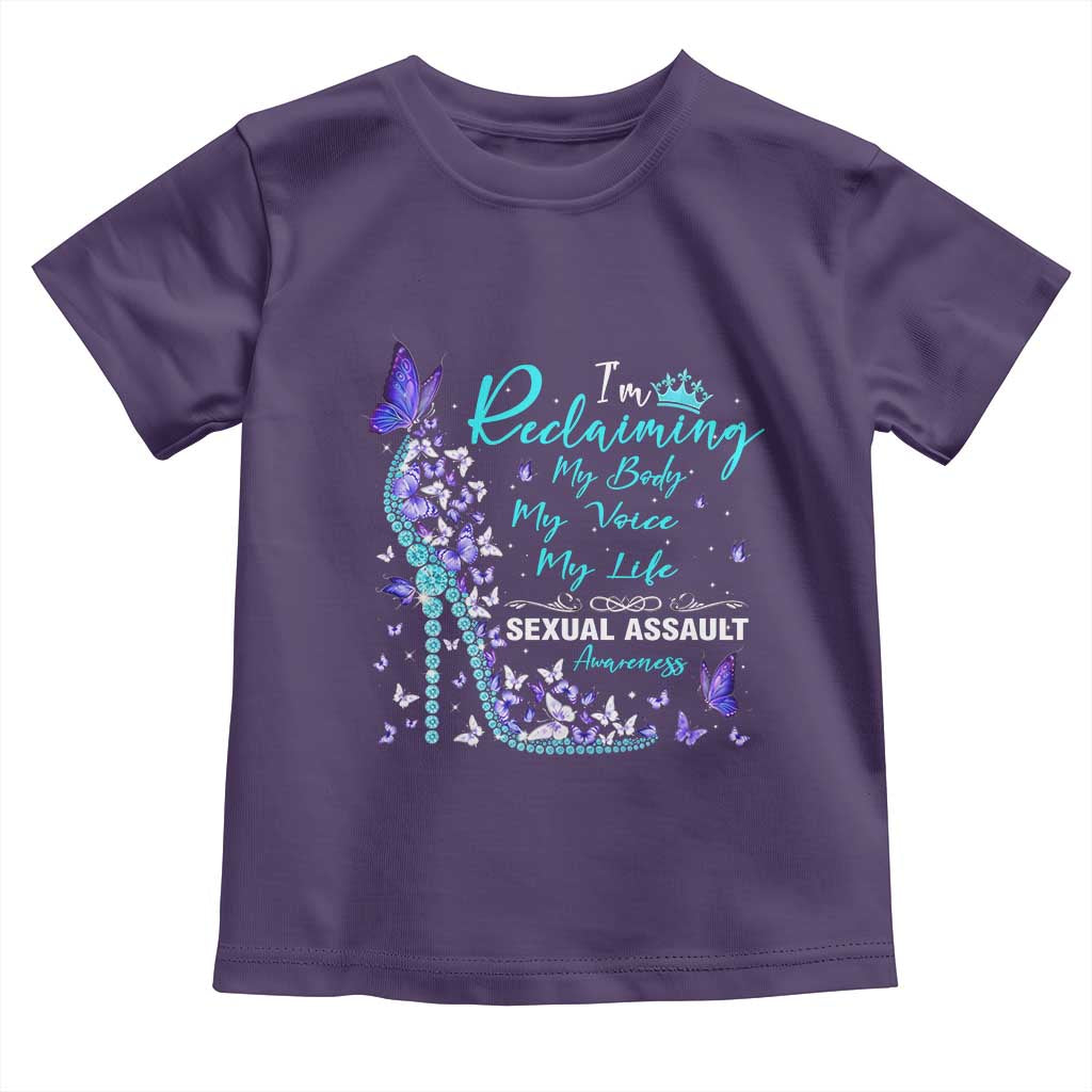 Sexual Assault Awareness Toddler T Shirt I Am Reclaiming My Body My Voice My Life TS14 Purple Print Your Wear