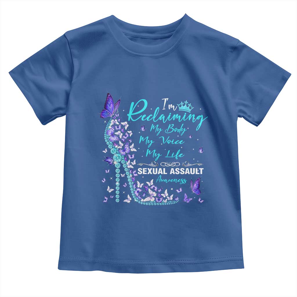 Sexual Assault Awareness Toddler T Shirt I Am Reclaiming My Body My Voice My Life TS14 Royal Blue Print Your Wear