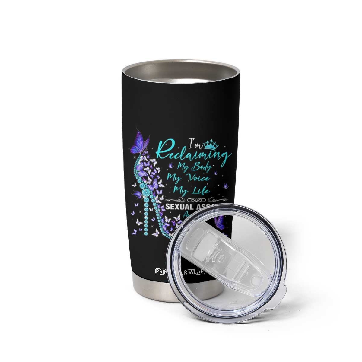 Sexual Assault Awareness Tumbler Cup I Am Reclaiming My Body My Voice My Life TS14 Print Your Wear