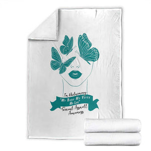 Sexual Assault Awareness Month Throw Blanket I Am Reclaiming My Body My Voice My Life TS14 White Print Your Wear