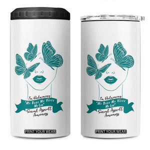 Sexual Assault Awareness Month 4 in 1 Can Cooler Tumbler I Am Reclaiming My Body My Voice My Life TS14 One Size: 16 oz White Print Your Wear