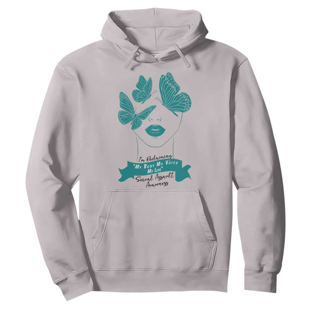 Sexual Assault Awareness Month Hoodie I Am Reclaiming My Body My Voice My Life TS14 Ice Gray Print Your Wear