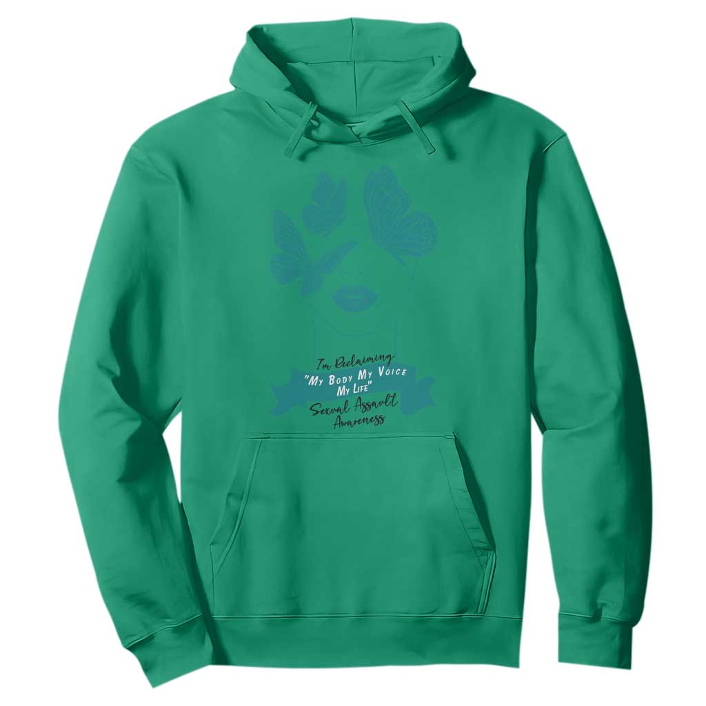Sexual Assault Awareness Month Hoodie I Am Reclaiming My Body My Voice My Life TS14 Irish Green Print Your Wear
