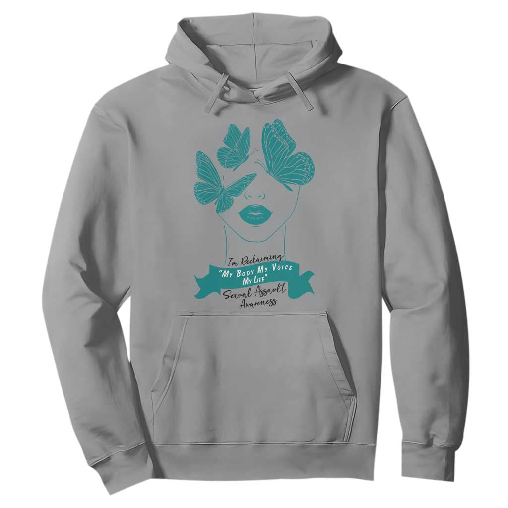 Sexual Assault Awareness Month Hoodie I Am Reclaiming My Body My Voice My Life TS14 Sport Gray Print Your Wear