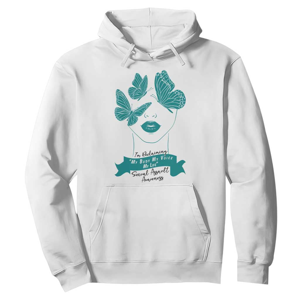 Sexual Assault Awareness Month Hoodie I Am Reclaiming My Body My Voice My Life TS14 White Print Your Wear