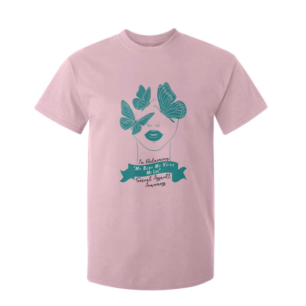 Sexual Assault Awareness Month T Shirt For Kid I Am Reclaiming My Body My Voice My Life TS14 Light Pink Print Your Wear