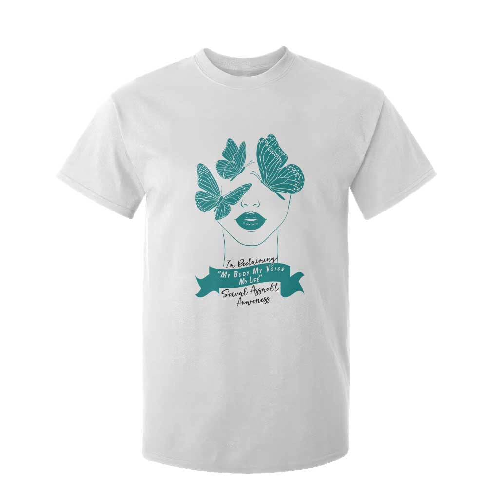 Sexual Assault Awareness Month T Shirt For Kid I Am Reclaiming My Body My Voice My Life TS14 White Print Your Wear