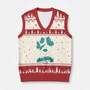 Sexual Assault Awareness Month V-Neck Knit Sweater Vest I Am Reclaiming My Body My Voice My Life TS14 Beige Red Print Your Wear