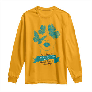 Sexual Assault Awareness Month Long Sleeve Shirt I Am Reclaiming My Body My Voice My Life TS14 Gold Print Your Wear