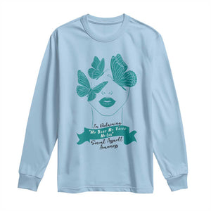 Sexual Assault Awareness Month Long Sleeve Shirt I Am Reclaiming My Body My Voice My Life TS14 Light Blue Print Your Wear