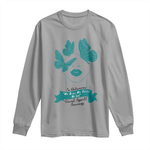 Sexual Assault Awareness Month Long Sleeve Shirt I Am Reclaiming My Body My Voice My Life TS14 Sport Gray Print Your Wear
