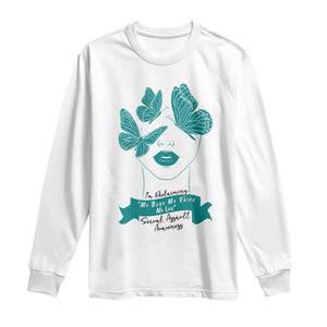 Sexual Assault Awareness Month Long Sleeve Shirt I Am Reclaiming My Body My Voice My Life TS14 White Print Your Wear